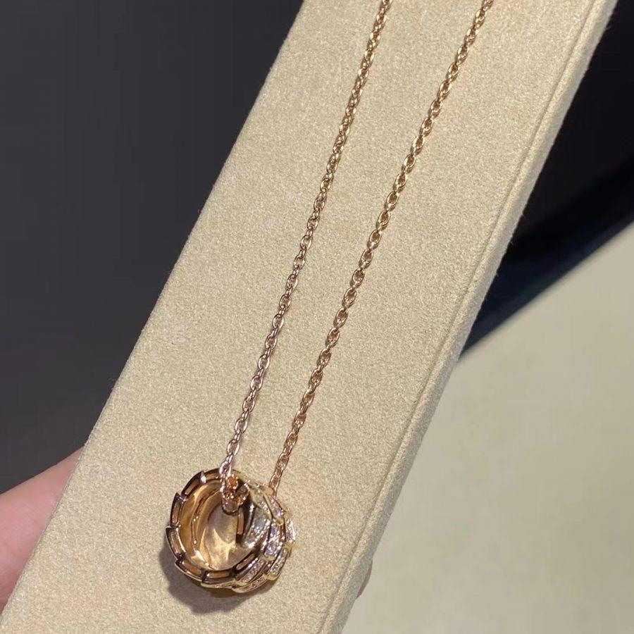 [Raffine]SERPENTI PINK GOLD NECKLACE DOUBLE RING DIAMOND