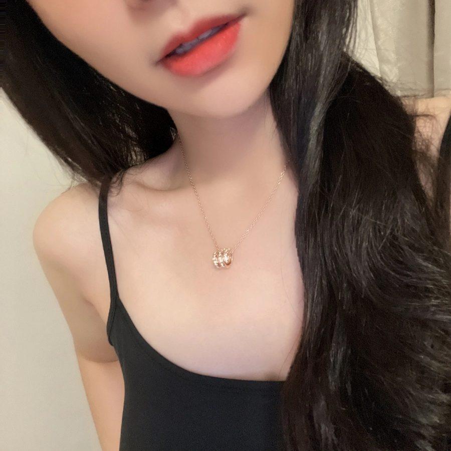 [Raffine]SERPENTI PINK GOLD NECKLACE DOUBLE RING DIAMOND