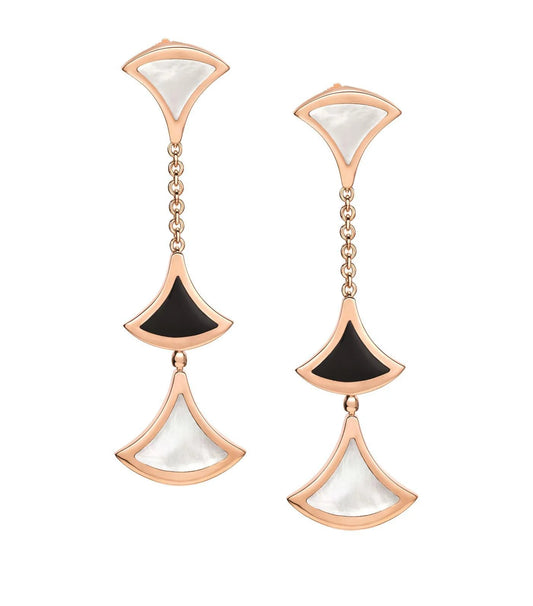 [Raffine]DREAM EARRINGS 3 MOTIFS ONYX MOP PINK GOLD