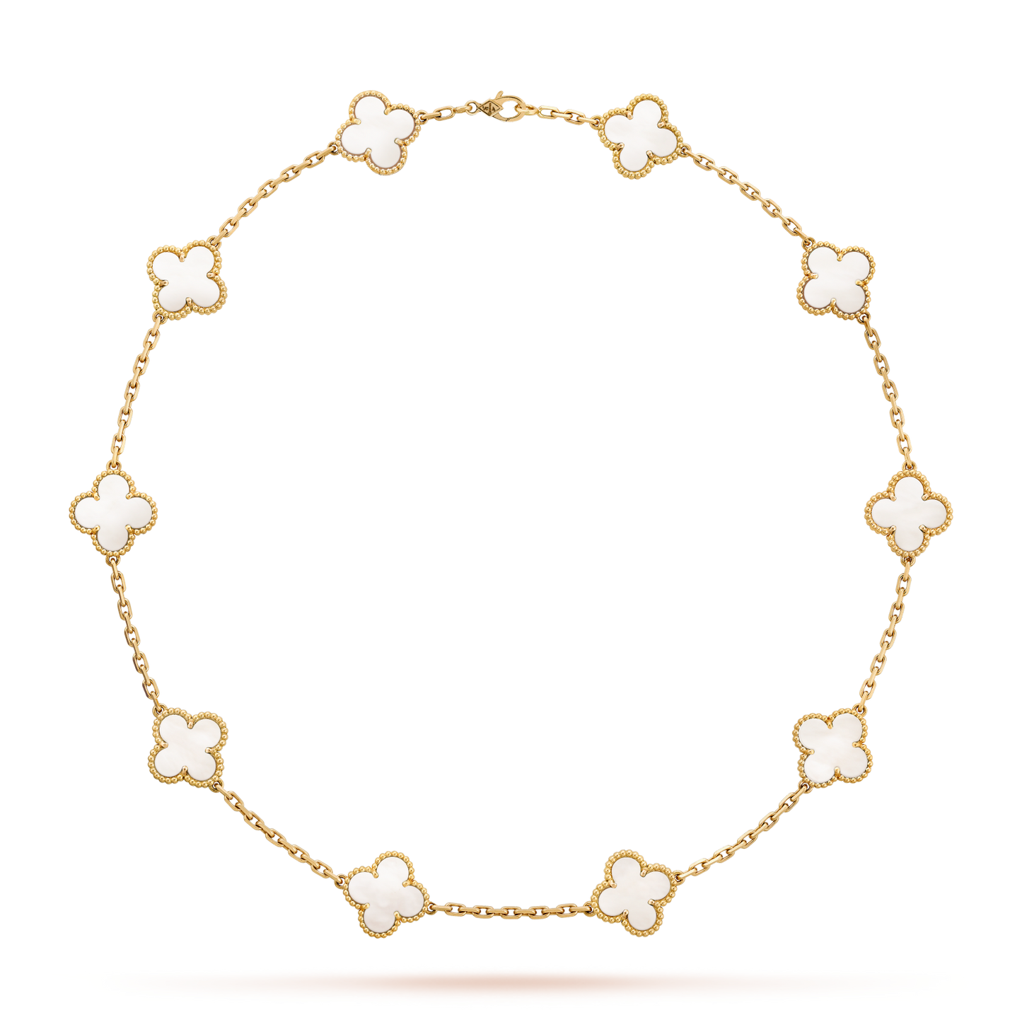 [Raffine] COLLAR DE NÁCAR BLANCO CON 10 MOTIVOS DE TRÉBOL