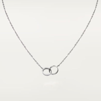 [Raffine]LOVE DOUBLE RING HALF DIAMOND NECKLACE