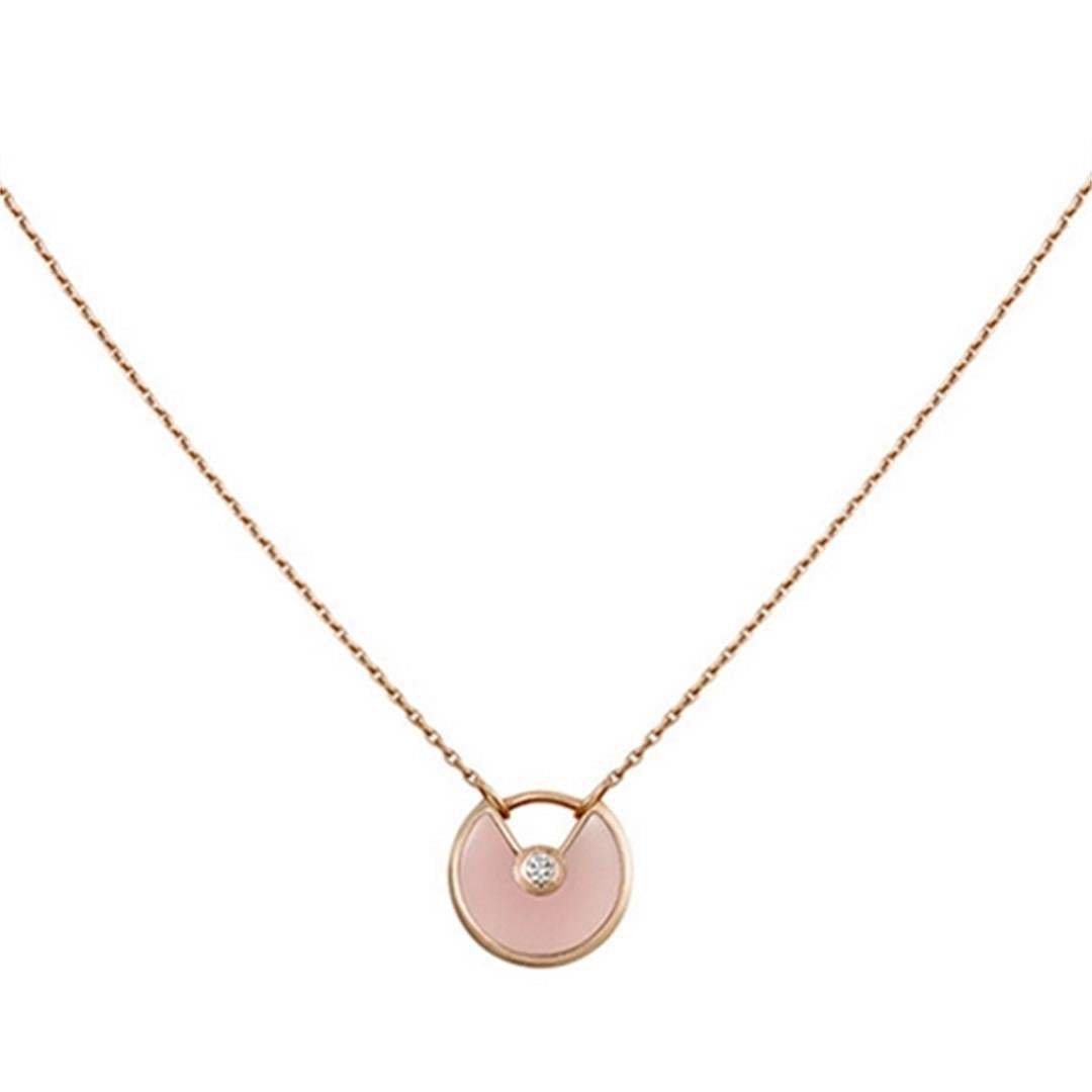 [Raffine] COLLAR AMULETTE DE ORO ROSA CON TRAPEADOR ROSA