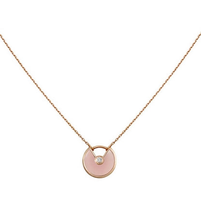 [Raffine] COLLAR AMULETTE DE ORO ROSA CON TRAPEADOR ROSA