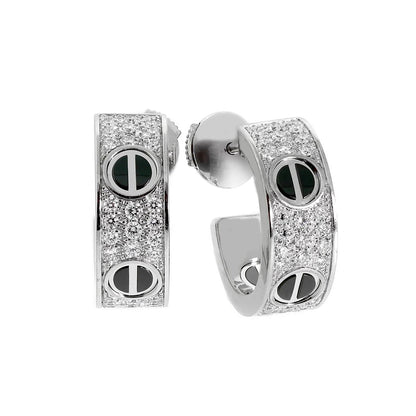 [Raffine]LOVE CERAMIC DIAMOND PAVED SILVER EARRINGS