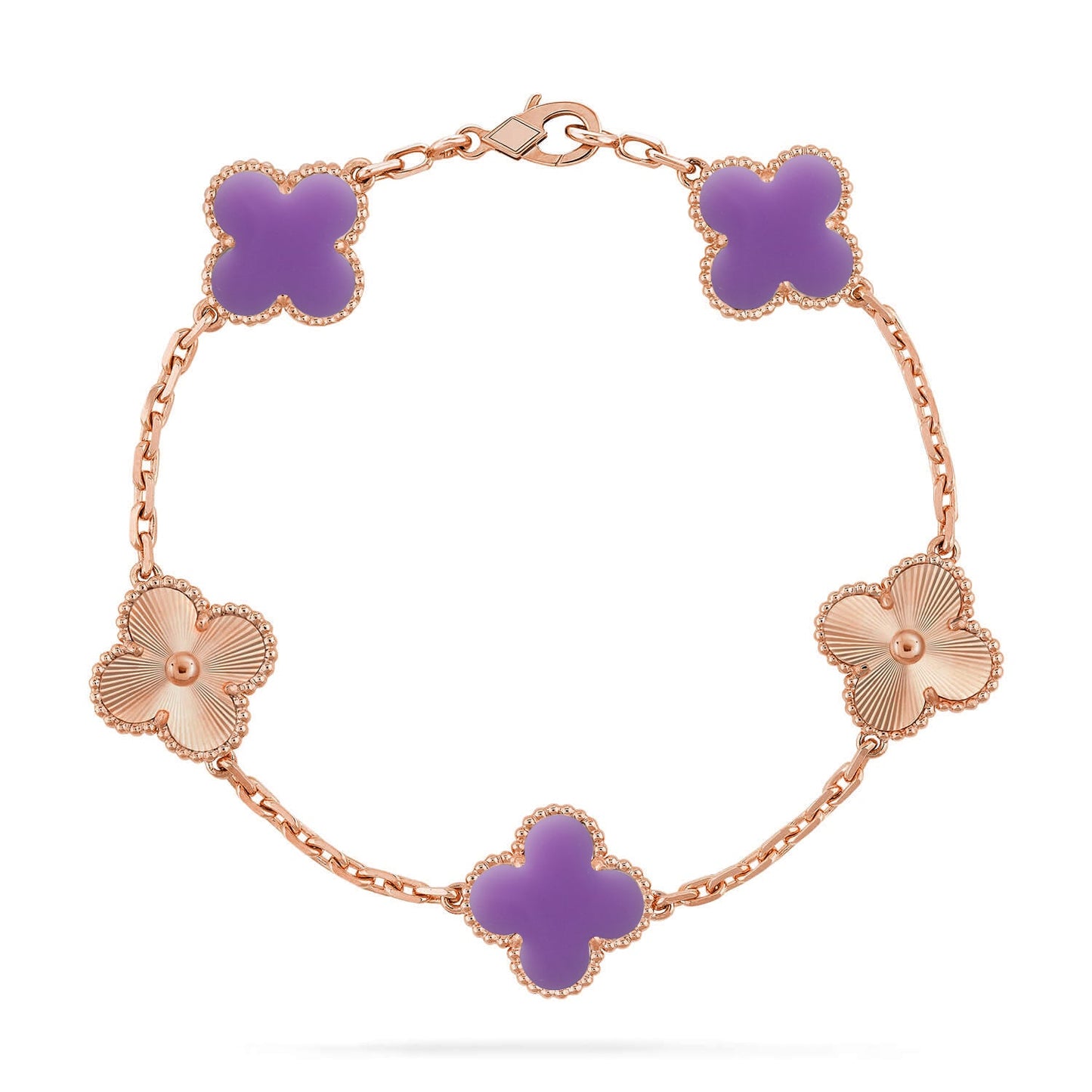 [Raffine]CLOVER 5 MOTIF BRACELET COLLECTION باللون الأرجواني الفاتح