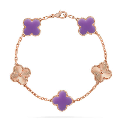 [Raffine]CLOVER 5 MOTIF BRACELET COLLECTION باللون الأرجواني الفاتح