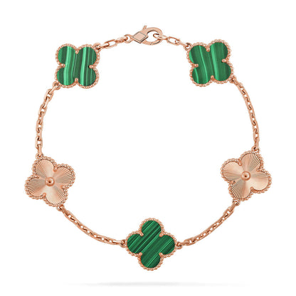 [Raffine] CLOVER 5 MOTIF MALACHITE BRACELET COLLECTION