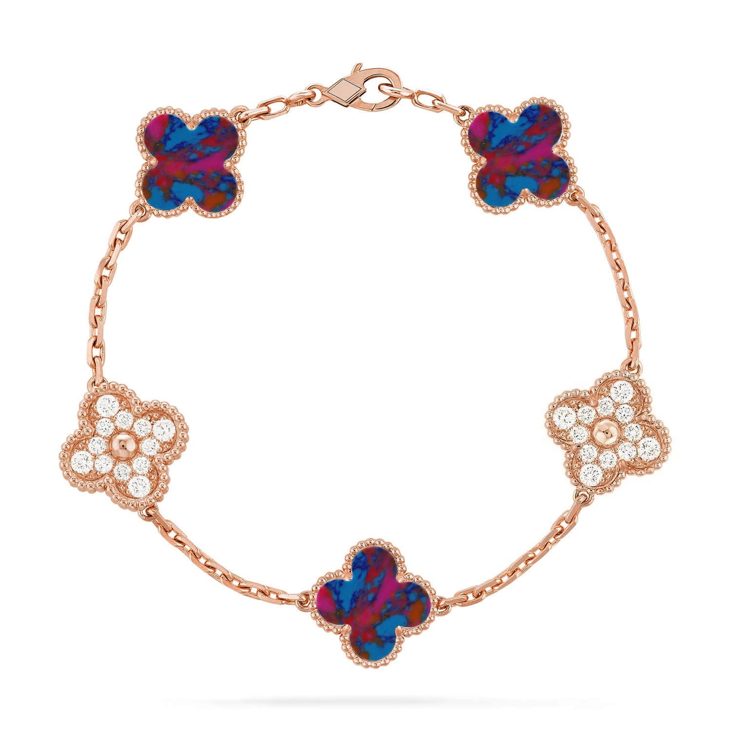 [Raffine] مجموعة سوار CLOVER 5 MOTIF COLOR GEMSTONES