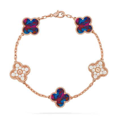 [Raffine] مجموعة سوار CLOVER 5 MOTIF COLOR GEMSTONES