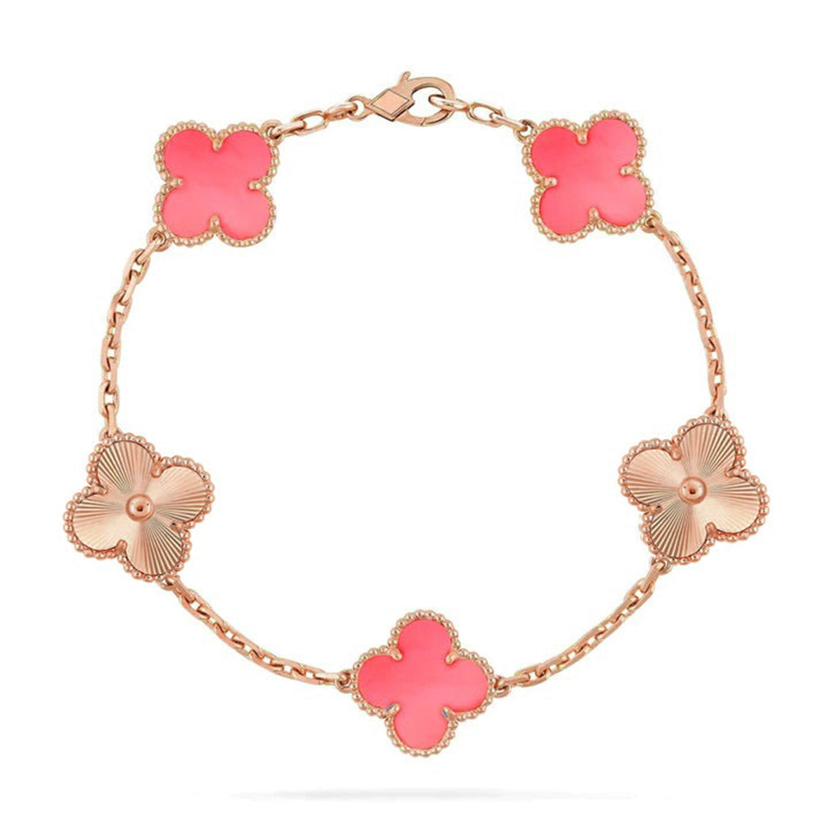 [Raffine] CLOVER 5 MOTIFS ROSA PERLMUTT ARMBAND KOLLEKTION