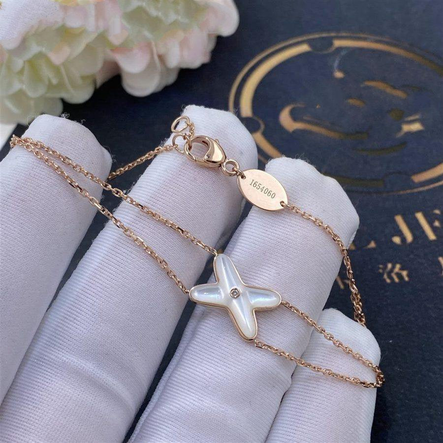 [Raffine]JEUX BRACELET WHITE MOP PINK GOLD 1 DIAMOND