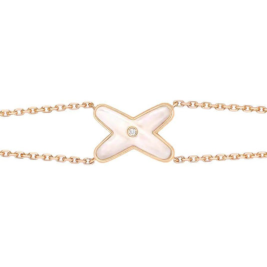 [Raffine]JEUX BRACELET WHITE MOP PINK GOLD 1 DIAMOND