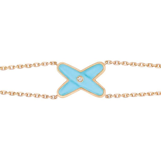 [Raffine]JEUX BRACELET TURQUOISE PINK GOLD 1 DIAMOND