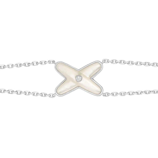 [Raffine]JEUX BRACELET WHITE MOP SILVER 1 DIAMOND