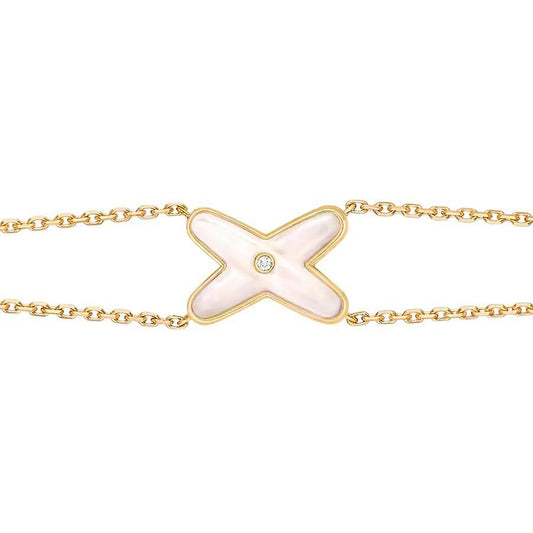 [Raffine]JEUX BRACELET WHITE MOP GOLD 1 DIAMOND