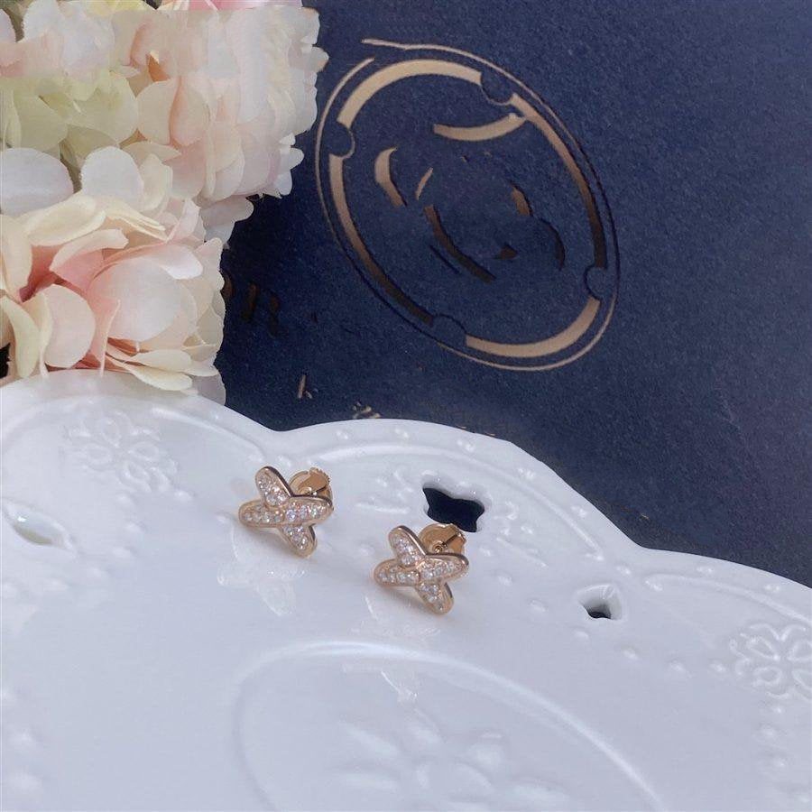 [Raffine]JEUX DE PINK GOLD DIAMOND EARRINGS