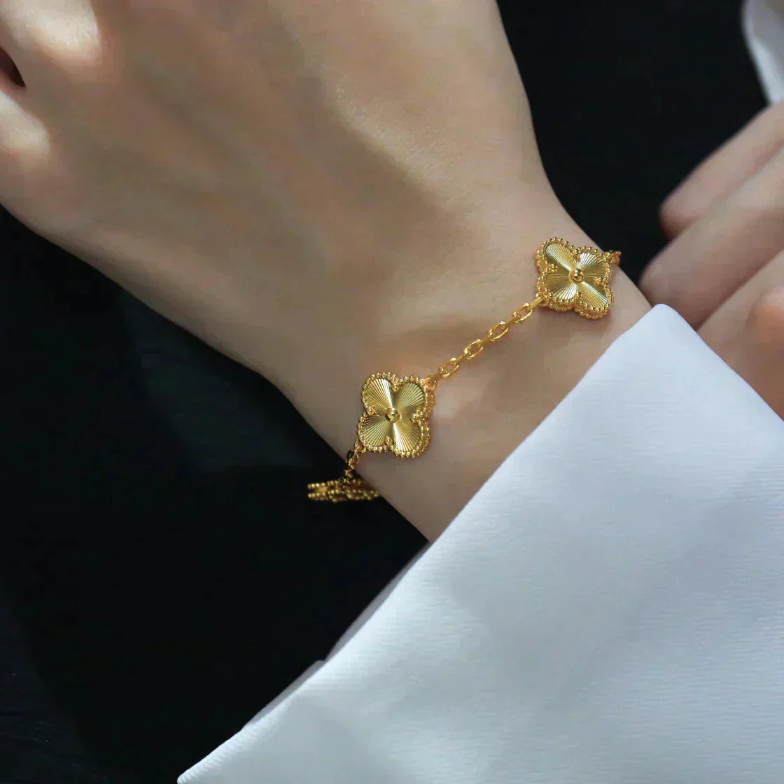 [Raffine]CLOVER 5 FLOWERS LASER BRACELET