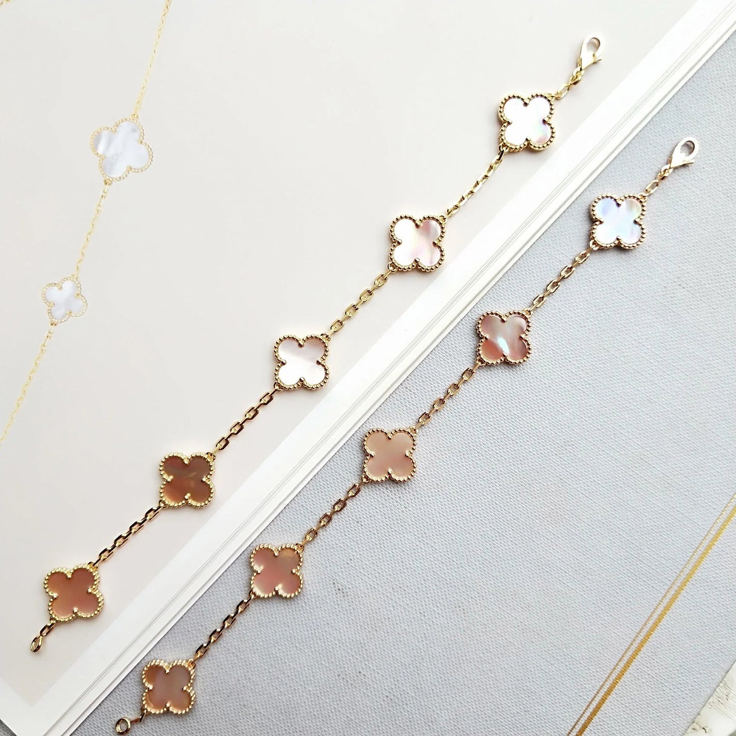 [Raffine]CLOVER 5 PULSERA DE MOPA ROSA