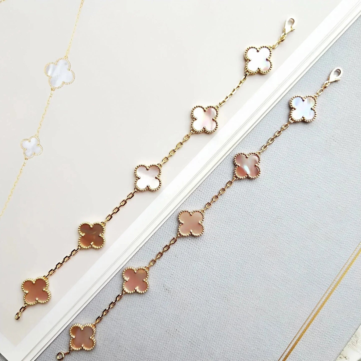 [Raffine] CLOVER 5 MOTIFS ROSA PERLMUTT ARMBAND KOLLEKTION