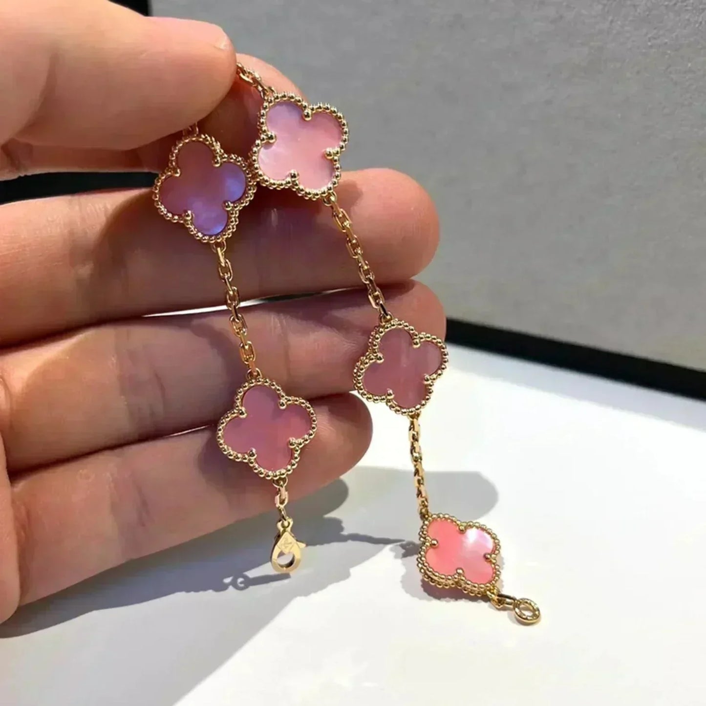 [Raffine]CLOVER 5 PULSERA DE MOPA ROSA