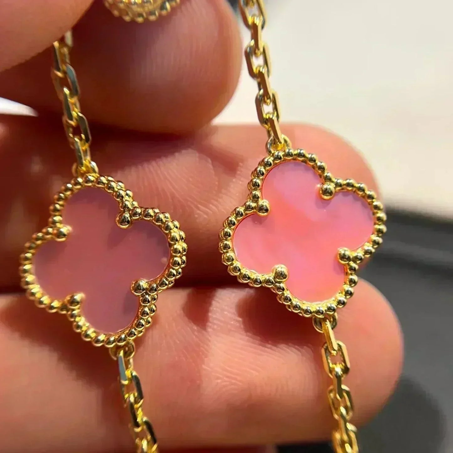 [Raffine]CLOVER 5 PULSERA DE MOPA ROSA