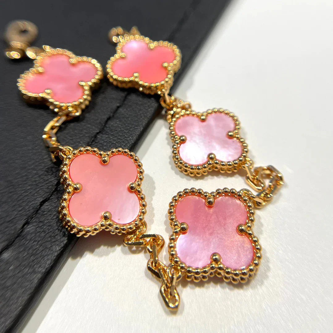 [Raffine] CLOVER 5 MOTIFS ROSA PERLMUTT ARMBAND KOLLEKTION