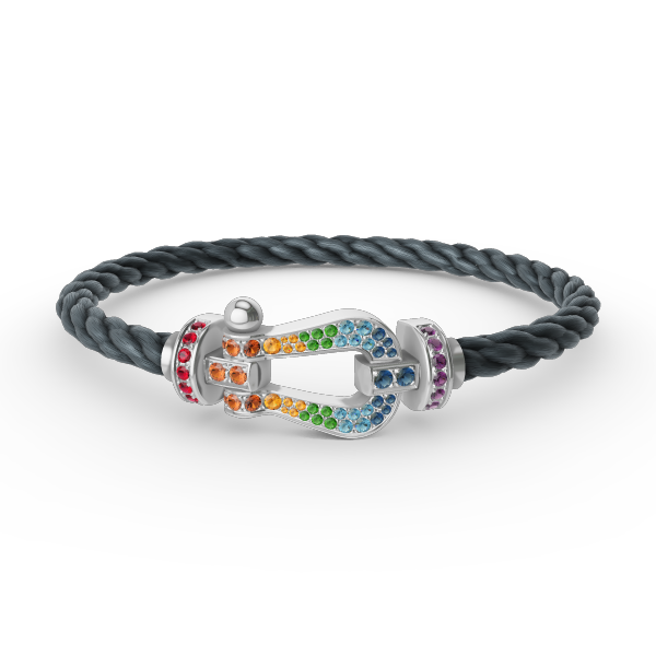 [Raffine]FORC LARGE HORSESHOE  COLORED DIAMOND BRACELET SILVER