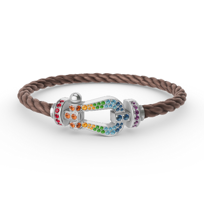 [Raffine]FORC LARGE HORSESHOE  COLORED DIAMOND BRACELET SILVER