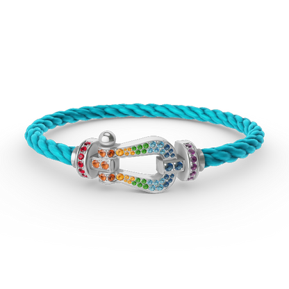[Raffine]FORC LARGE HORSESHOE  COLORED DIAMOND BRACELET SILVER