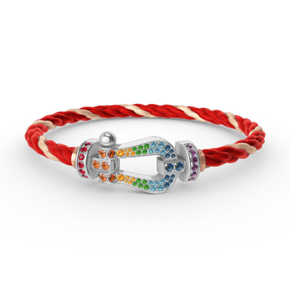 [Raffine]FORC LARGE HORSESHOE  COLORED DIAMOND BRACELET SILVER