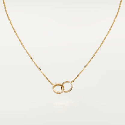 [Raffine]LOVE DOUBLE RING HALF DIAMOND NECKLACE