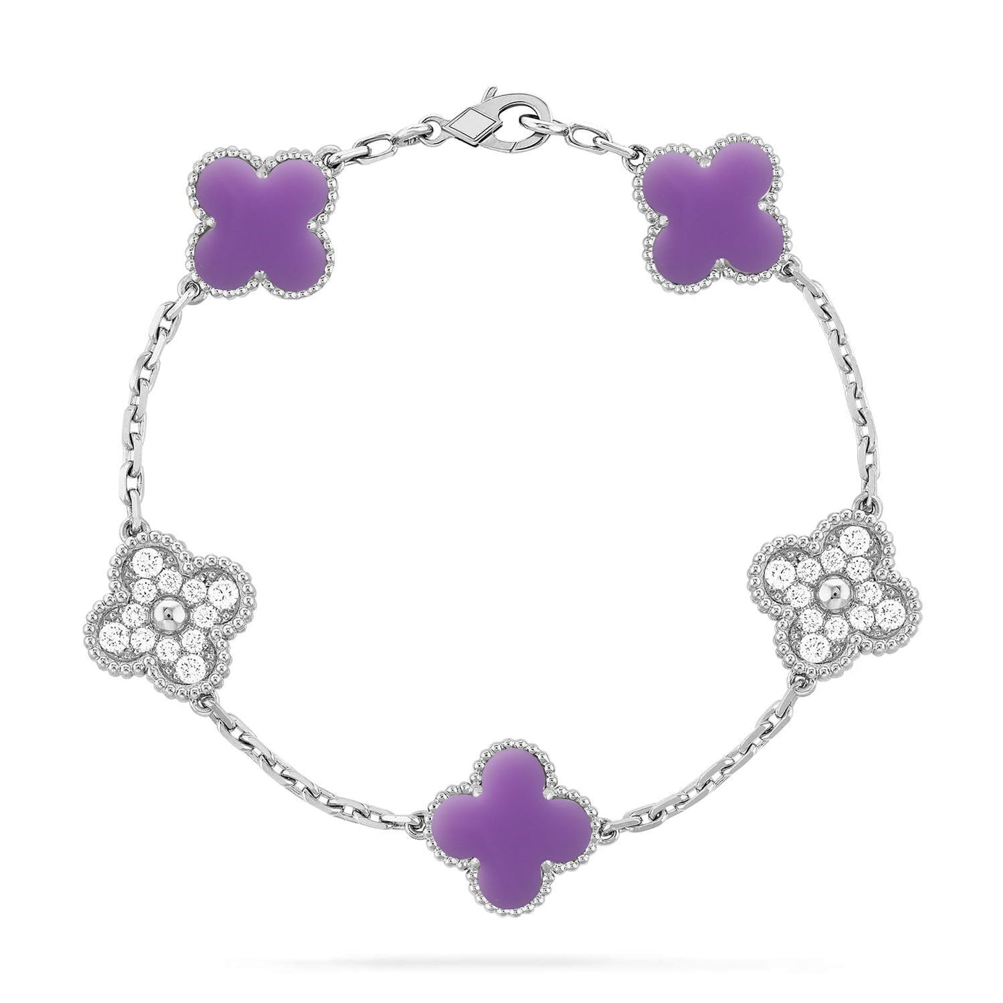 [Raffine]CLOVER 5 MOTIF BRACELET COLLECTION باللون الأرجواني الفاتح