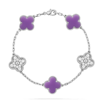 [Raffine]CLOVER 5 MOTIF BRACELET COLLECTION باللون الأرجواني الفاتح