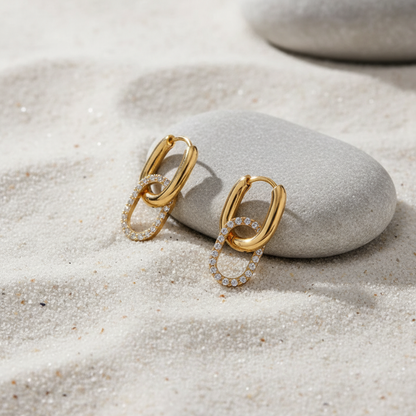 [Raffine]Aina Double Hoop Diamond Earrings