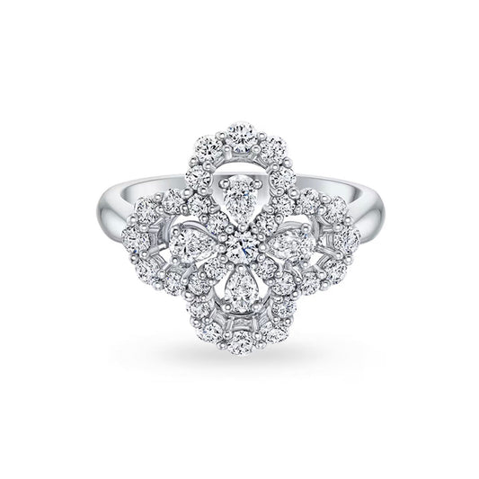 [Raffine] ANILLO DE ARO CON MOTIVO COMPLETO DE DIAMANTE, 16 MM, PLATA