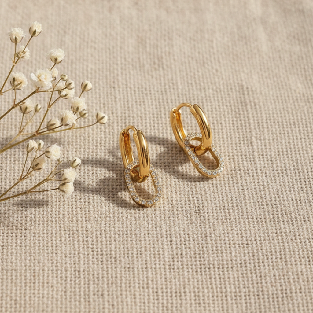 [Raffine]Aina Double Hoop Diamond Earrings