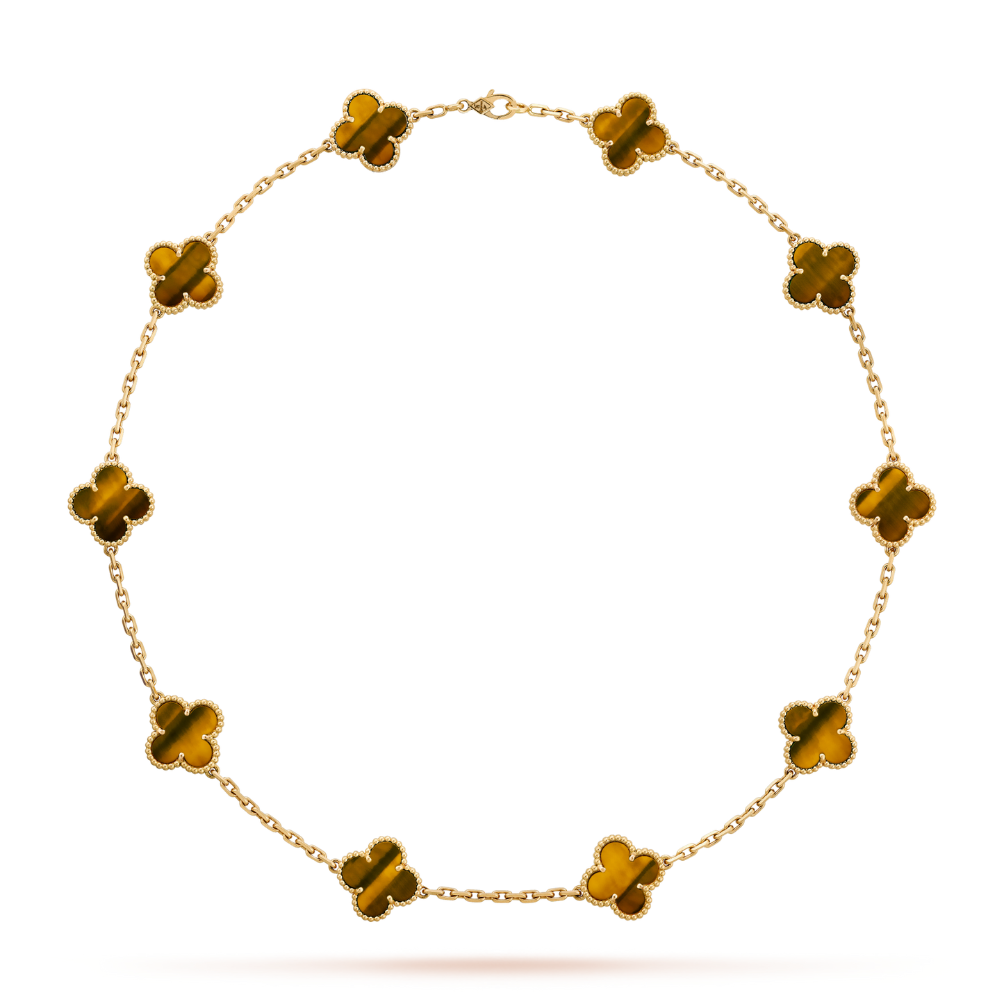 [Raffine] COLLAR DE OJO DE TIGRE CON 10 MOTIVOS DE TRÉBOL