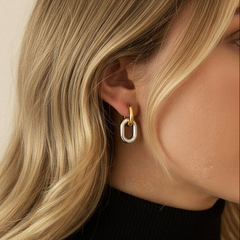 [Raffine]Pippa Two Tone Double Hoops