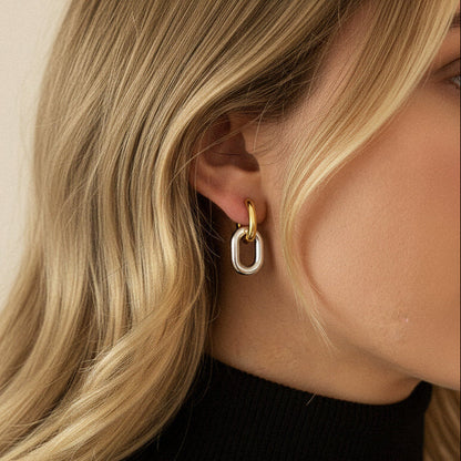 [Raffine]Pippa Two Tone Double Hoops
