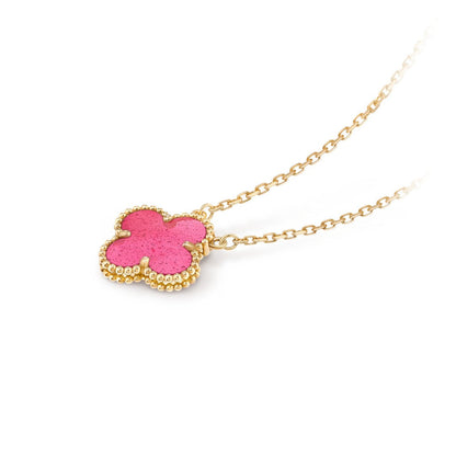 [Raffine] NEW CLOVER 15MM PINK ENAMEL NECKLACE