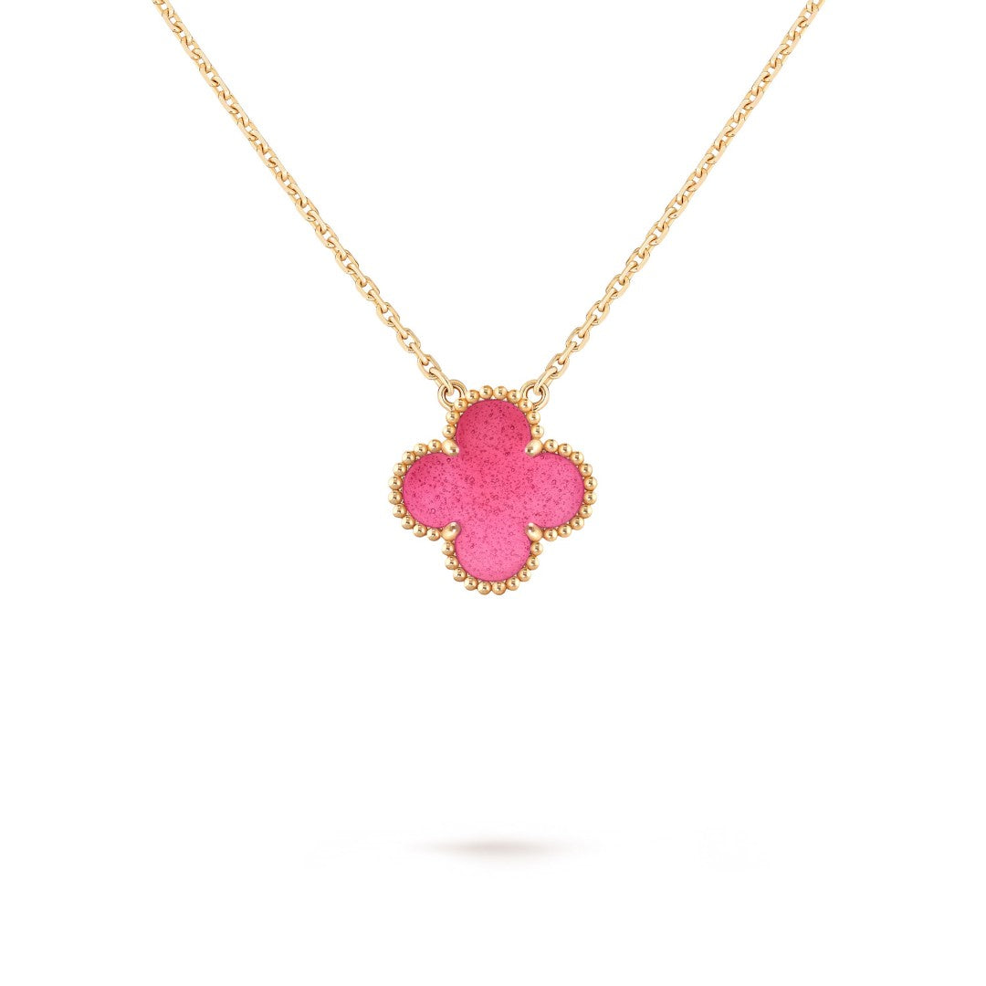 [Raffine] NEW CLOVER 15MM PINK ENAMEL NECKLACE