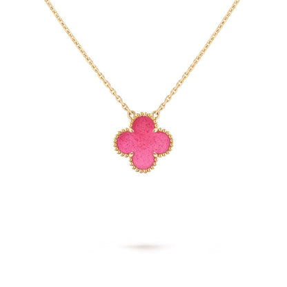 [Raffine] NEW CLOVER 15MM PINK ENAMEL NECKLACE