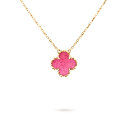 [Raffine] NEW CLOVER 15MM PINK ENAMEL NECKLACE