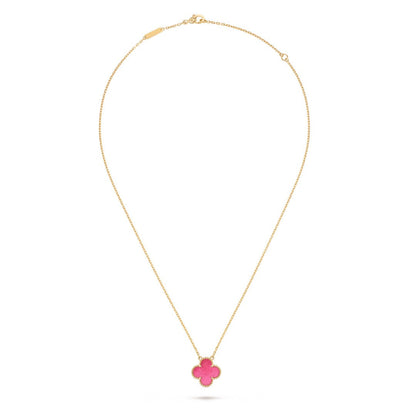 [Raffine] NEW CLOVER 15MM PINK ENAMEL NECKLACE