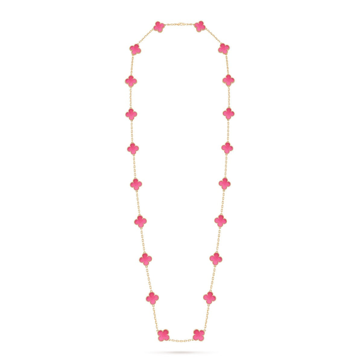 [Raffine] NEW CLOVER 20 MOTIFS PINK ENAMEL NECKLACE