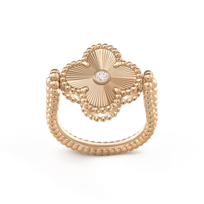 [Raffine]Anillo de oro rosa con forma de trébol Riversible 