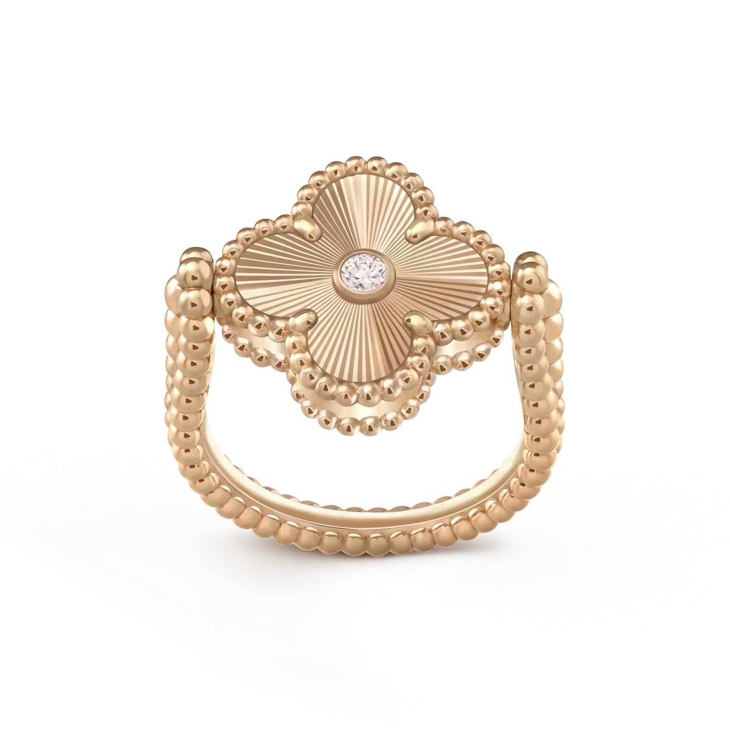 [Raffine]Anillo de oro rosa Clover Riversible
