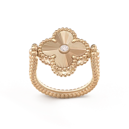 [Raffine]Anillo de oro rosa Clover Riversible