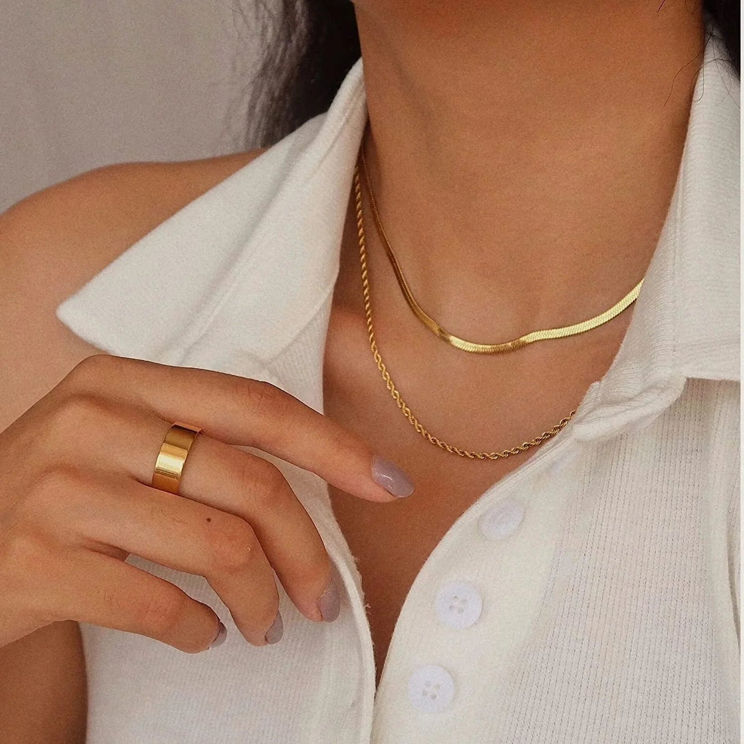 [Raffine]Hailey Layered Gold Chain Necklace