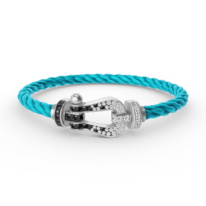 [Raffine]FORCE LARGE HORSESHOE BLACK WHITE DIAMOND BRACELET SILVER